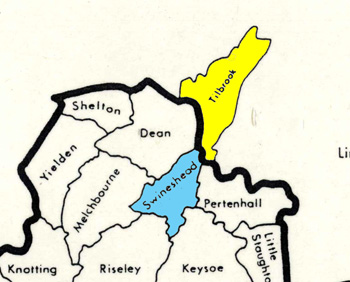 The respective positions of Swineshead and Tilbrook